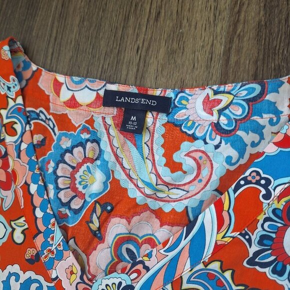 💙 Lands' End Tunic Dress 100% Cotton Pockets Lightweight Boho Style - Picture 5 of 12